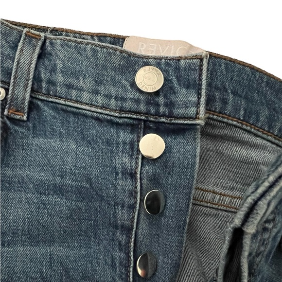 Revice Denim Red Striped Raw Hem Button Fly Skinny Jeans Mid Rise - Picture 8 of 9